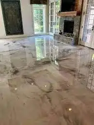 Glossy floor finish in a residential interior